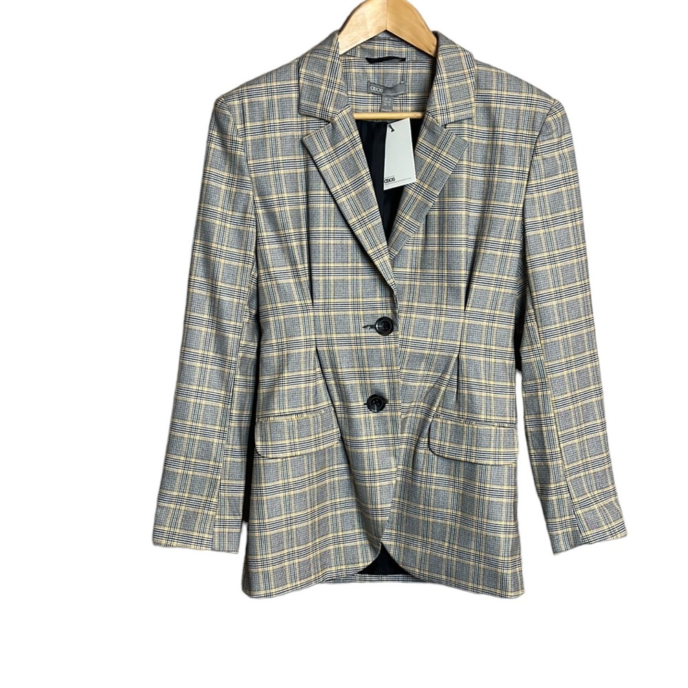 ASOS DESIGN tailored pleat waist check blazer 2